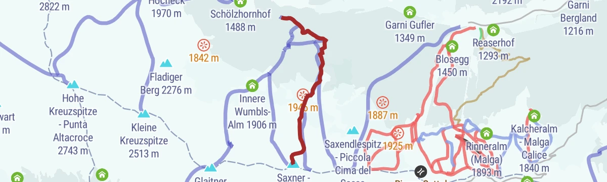 Route map: Tour scialpinistica da Racines alla cima Saxner (2358 m)